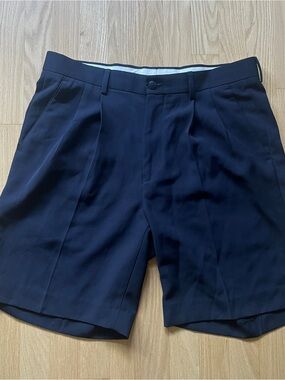 Alan Flusser Golf Mens Navy Pleated Front Shorts Size 34